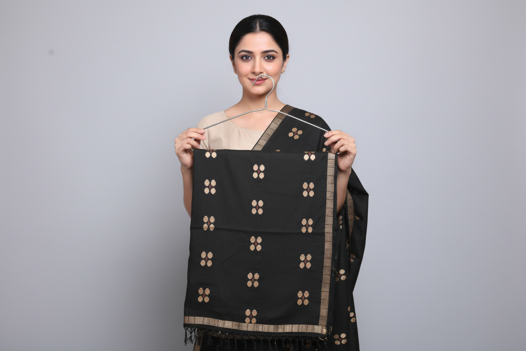 Black Shawl - Golden Border