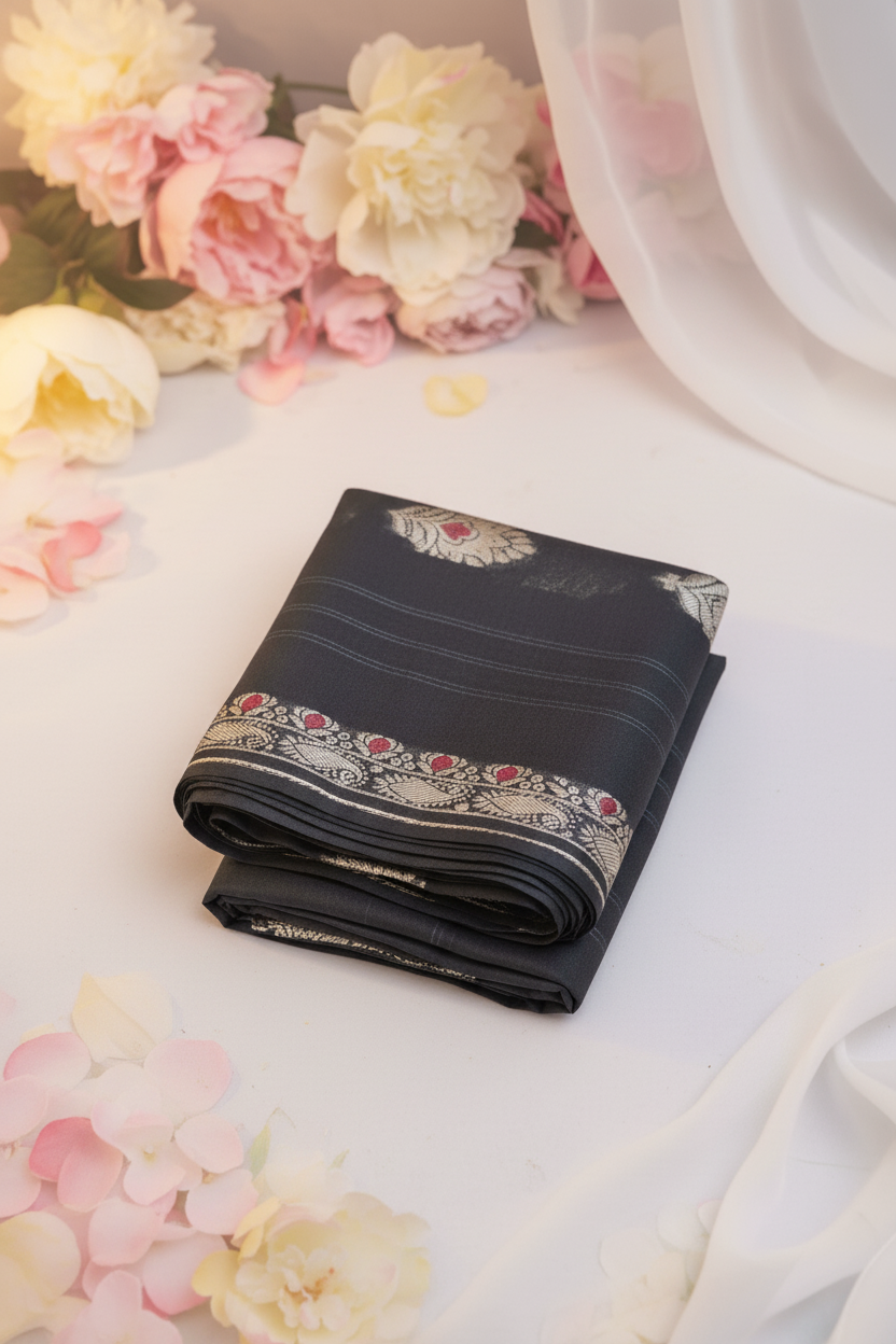 Black Shawl - Golden Border
