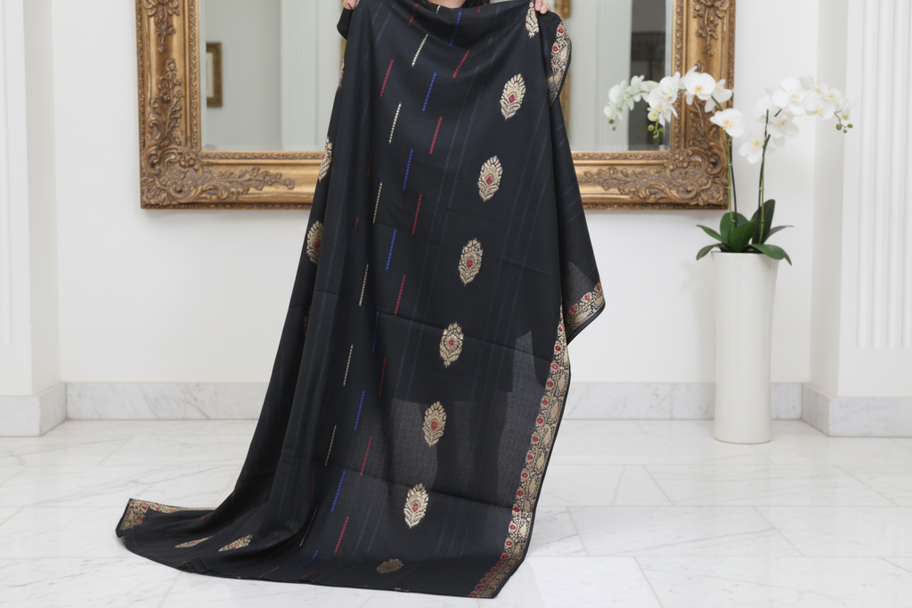 Black Shawl - Golden Border